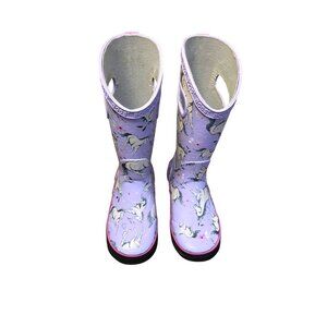 Bogs Kids Purple Unicorn Waterproof Rain Boots Size 11